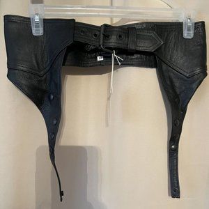 Black Sexy FemmeGear 💜 Real Leather 💋 Thigh H i 🔥 Garter Belt ⛓️ Size-  XL